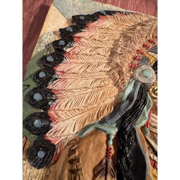 🖼️ Native American 3D Ceramic Wall Art – Warrior with Headdress & Tomahawk - Picture 9 of 13